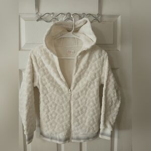 Girl's hooded jacket in ivory color Size Large (10-12) EUC